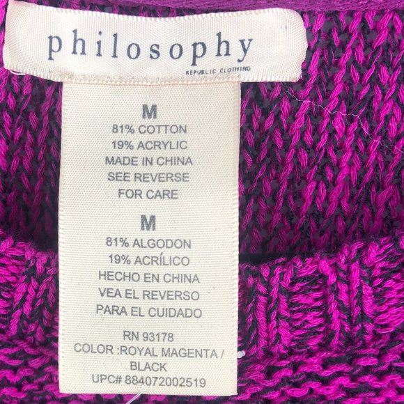 Philosophy Republic Knit Sweater Medium  NWOT - Picture 4 of 4